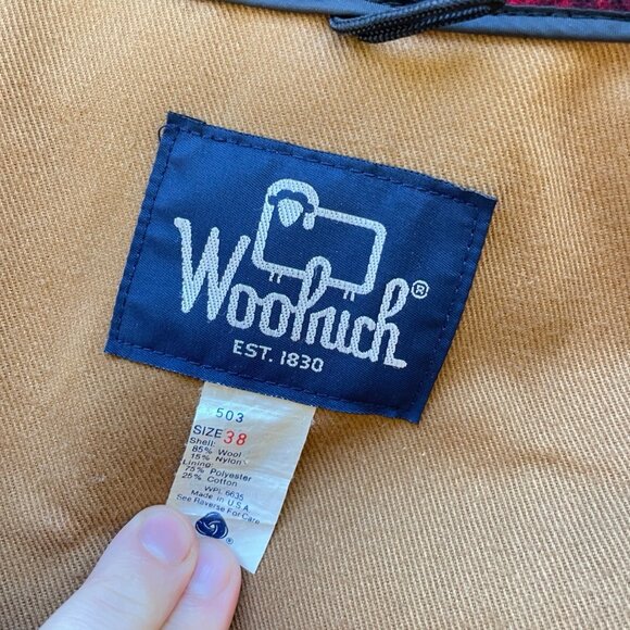 Vintage Mens Plaid Wool Coat Size Small 80s Red/Black Heavy Winter Chore Jacket - Picture 6 of 7